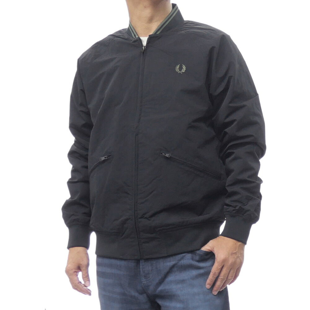 FRED PERRY フレッドペリー メンズ ブルゾン J1311 / TIPPED TASLAN TENNIS BOMBER JACKET ブラック ロゴ刺繍 ボンバージャケット アウター|TRE STYLE