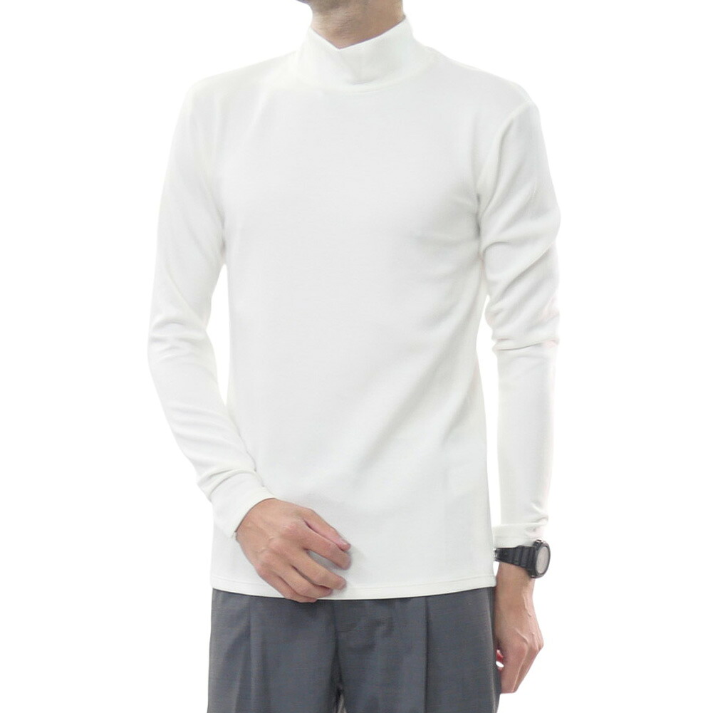 GIAB’S ARCHIVIO ジャブス アルキビオ メンズ モックネック ロングTシャツ LUPETTO / POL001 ホワイト ストレッチ 長袖 カットソー|TRE STYLE
