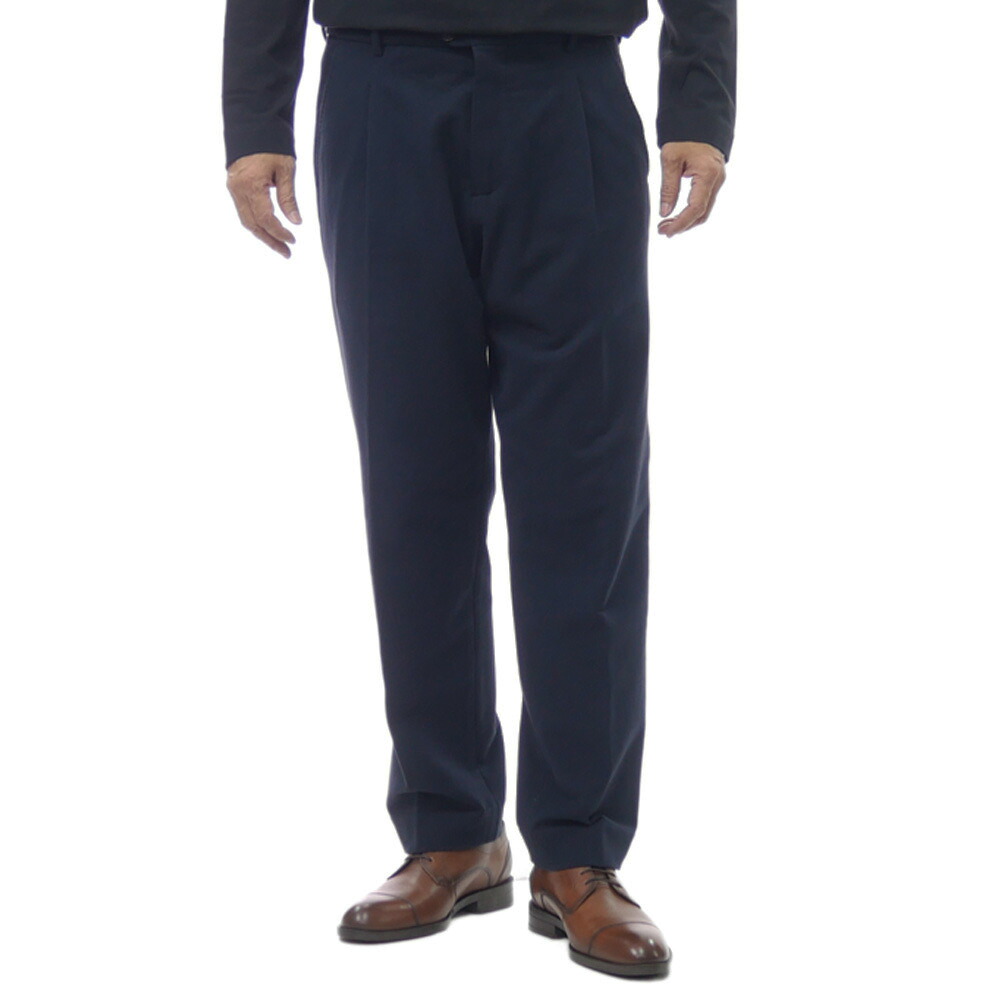 CIRCOLO1901 チルコロ1901 メンズ ワンタック パンツ CN4928 ダークネイビー ストレッチ ジャージー 1プリーツ ワンプリーツ ワンタック スラックス トラウザーズ 起毛 リラックス テーパード｜TRE STYLE