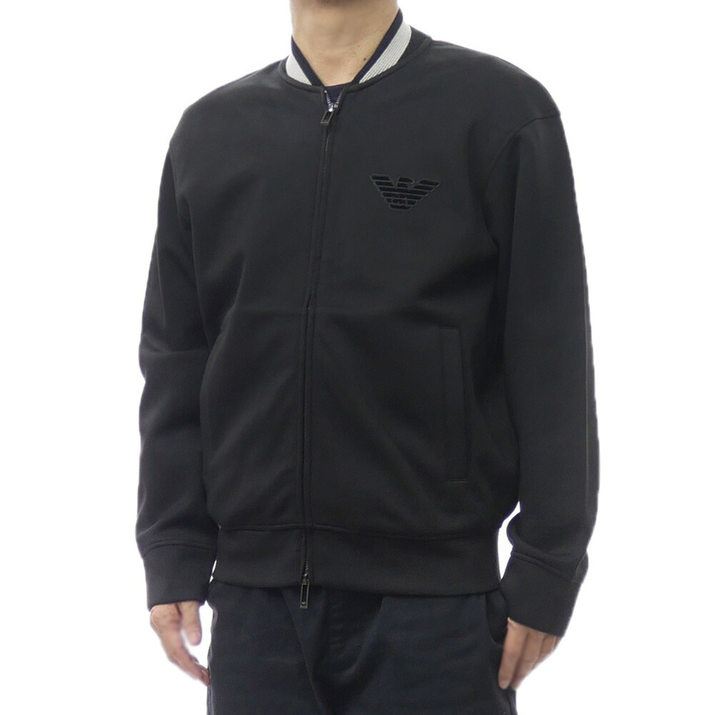 EMPORIO ARMANI エンポリオアルマーニ メンズ ジップ スウェット EM002877 AF17545 ブラック ジップアップ フルジップ トラックジャケット|TRE STYLE