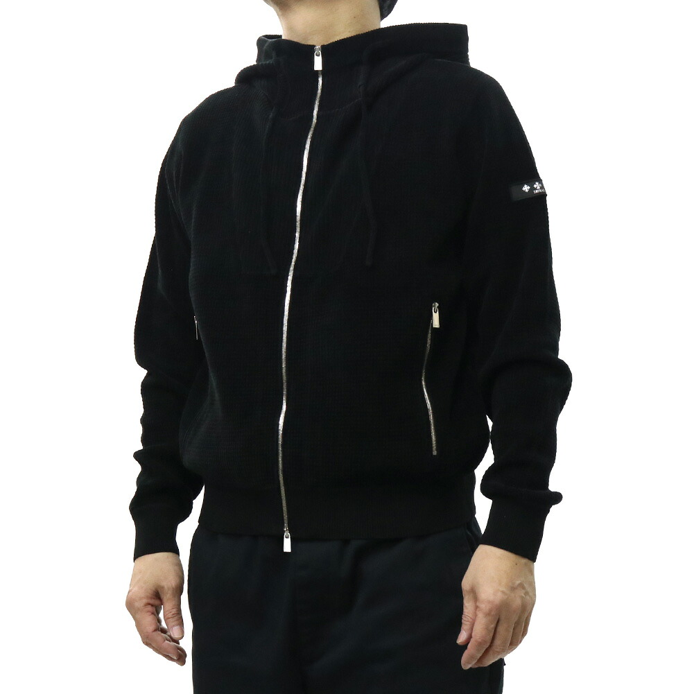 TATRAS タトラス メンズ ジップアップ パーカー MCKZ0345053588 / ANAFI アナフィ ワッフル ニット ダブルジップ フルジップ ブラック｜TRE STYLE