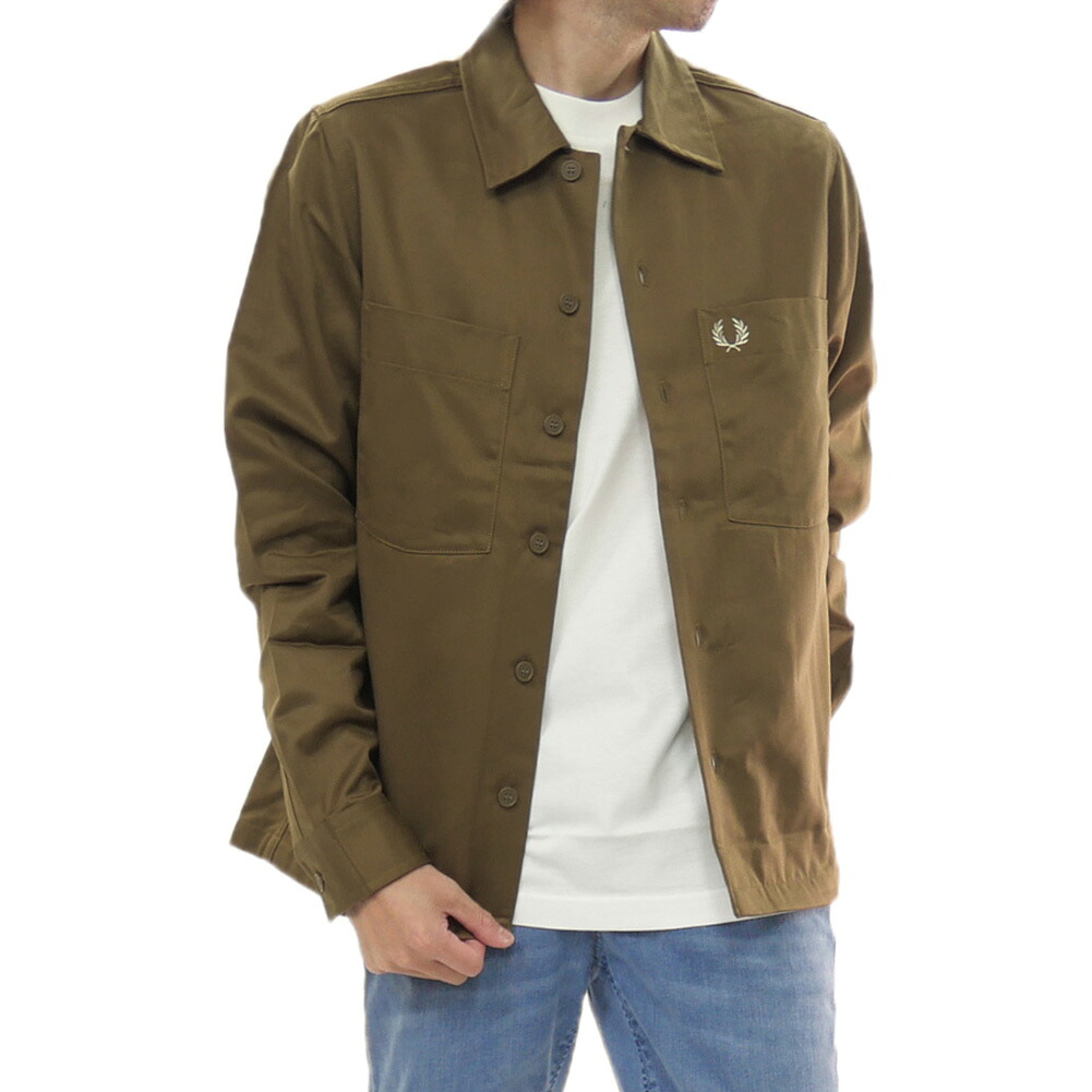 FRED PERRY フレッドペリー メンズ オーバーシャツ M2400 / OVER SHIRT シャツジャケット 両胸ポケット ロゴ刺繍 ブラック｜TRE STYLE
