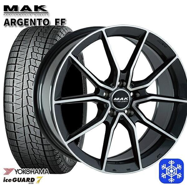 225/45R18 ベンツ Cクラス W205/W206用 2024～2025年製 ヨコハマ アイスガード7 IG70 MAK ARGENTO ガンメタリックミラー 18インチ 7.5J 5H112 +40 スタッドレスタイヤホイール4本セット｜トレッド新横浜師岡店