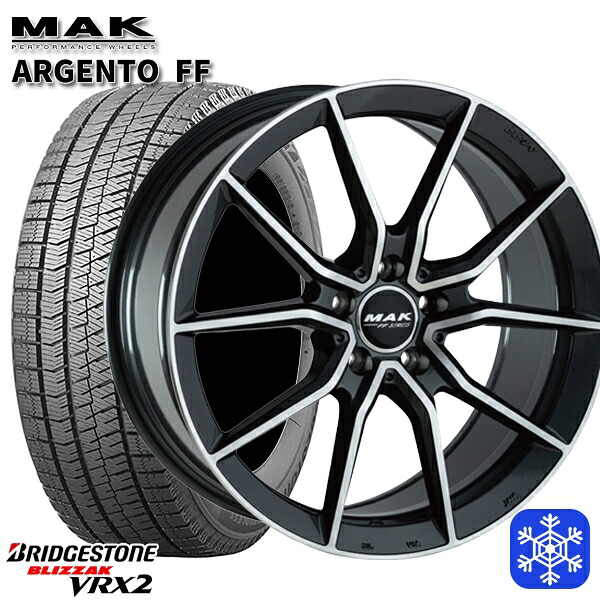 225/45R18 ベンツ Cクラス W205/W206用 2023～2024年製 ブリヂストン ブリザック VRX2 MAK ARGENTO ガンメタリックミラー 18インチ 7.5J 5H112 +40 スタッドレスタイヤホイール4本セット｜トレッド新横浜師岡店