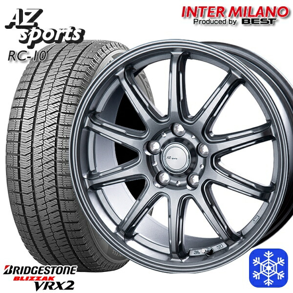 195/60R17 60系プリウス 2024年製 ブリヂストン ブリザック VRX2 インターミラノ AZ-Sports RC10 シルバー 17インチ 7.0J 5H114.3 スタッドレスタイヤホイール4本セット|トレッド新横浜師岡店