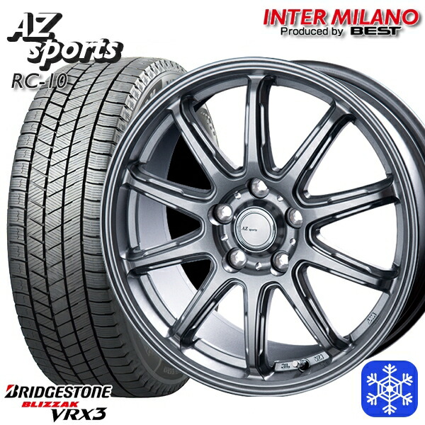 215/50R17 マツダ3 セレナ 2024~2025年製 ブリヂストン ブリザック VRX3 インターミラノ AZ-Sports RC10 シルバー 17インチ 7.0J 5H114.3 スタッドレスタイヤホイール4本セット|トレッド新横浜師岡店