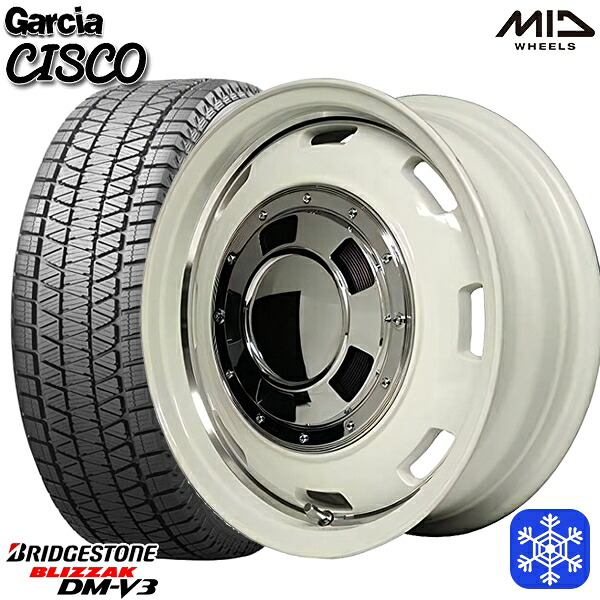 215/70R16 100Q ジムニー 2024～2025年製 ブリヂストン ブリザック DMV3 MID ガルシアシスコ ホワイト 16インチ 5.5J 5H139.7 スタッドレスタイヤホイール4本セット｜トレッド新横浜師岡店