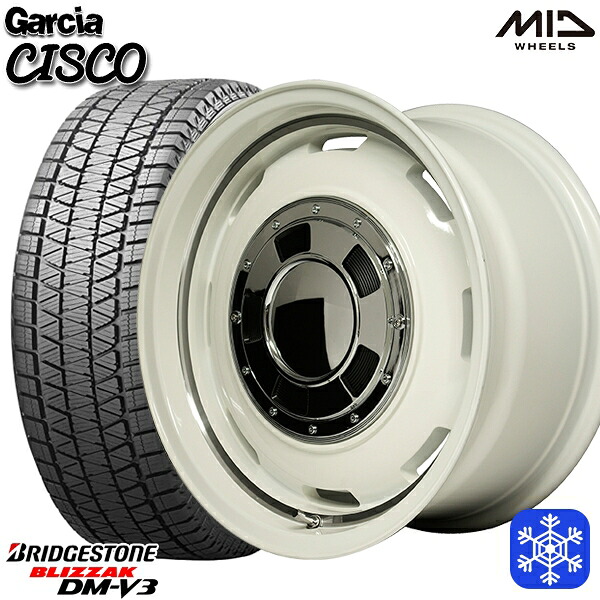 265/65R17 ハイラックス プラド 2024～2025年製 ブリヂストン ブリザック DMV3 MID ガルシアシスコ ホワイト 17インチ 8.0J 6H139.7 スタッドレスタイヤホイール4本セット｜トレッド新横浜師岡店
