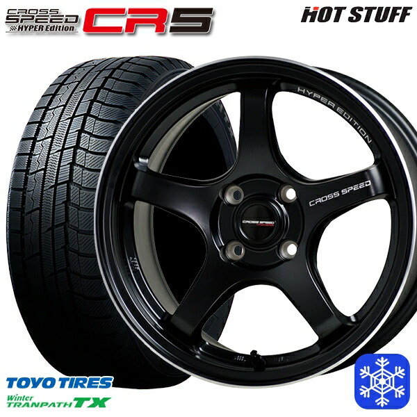 165/55R15 N-BOX タント 2022～2023年製 トーヨー ウィンター トランパス TX HotStuff クロススピード CR5 セミグロスブラック 15インチ 4.5J 4H100 新品 スタッドレス1台分4本セット