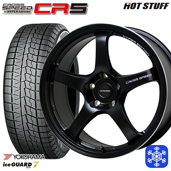 235/50R18 アルファード ヴァルファイア 数量限定 2022年製 ヨコハマアイスガード7 IG70 HotStuff クロススピード CR5 セミグロスブラック 18インチ 7.5J 5H114.3 新品 スタッドレス1台分4本セット