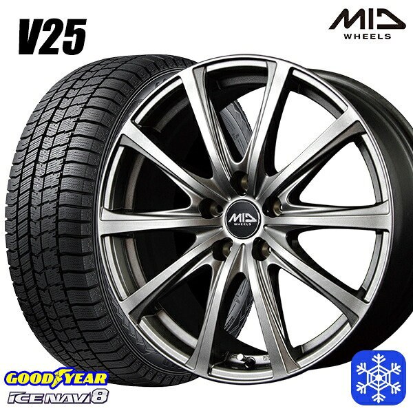 235/50R18 アルファード ヴァルファイア 2024～2025年製 グッドイヤー アイスナビ8 NAVI8 MID V25 メタリックグレー 18インチ 7.5J 5H114.3 新品 スタッドレス1台分4本セット