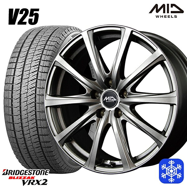 225/60R17 インプレッサ フォレスター 2023～2024年製 ブリヂストン ブリザック VRX2 MID V25 メタリックグレー 17インチ 7.0J 5H100 スタッドレスタイヤホイール4本セット｜トレッド新横浜師岡店