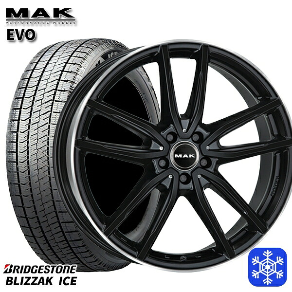 225/50R17 ベンツ Cクラス W205/W206用 2021~2022年製 ブリヂストン ブリザックアイス MAK EVO グロスブラックミラーリング 17インチ 7.5J 5H112 +48 スタッドレスタイヤホイール4本セット|トレッド新横浜師岡店