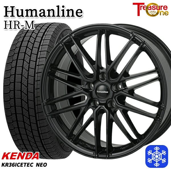 235/55R18 RAV4 NX 2023年製 ケンダ アイステックネオ KR36 トレジャーワン ヒューマンライン HRM BK 18インチ 7.5J 5H114.3 新品 スタッドレス1台分4本セット