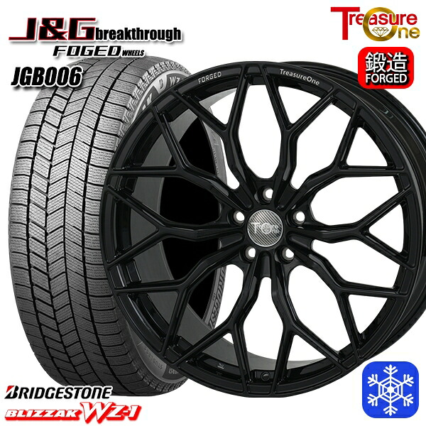 クラウンクロスオーバー 225/45R21 2025～2026年製 ブリヂストン ブリザック WZ1 トレジャーワン J&Gブレイクスルー JGB006 ブラック [鍛造ホイール] 21インチ 8.5J 5H114.3+40 スタッドレスタイヤホイール4本セット｜トレッド新横浜師岡店