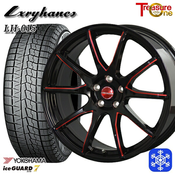 235/50R18 アルファード ヴァルファイア 数量限定 2022~2023年製 ヨコハマアイスガード7 IG70 トレジャーワン ラグジーヘインズ LH015 BK/RED 18インチ 7.0J 5H114.3 スタッドレスタイヤホイール4本セット|トレッド新横浜師岡店