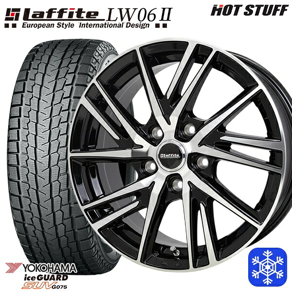 225/60R17 インプレッサ フォレスター 2024~2025年製 ヨコハマ アイスガードSUV G075 HotStuff ラフィット LW06-2 BK/P 17インチ 7.0J 5H100 スタッドレスタイヤホイール4本セット|トレッド新横浜師岡店