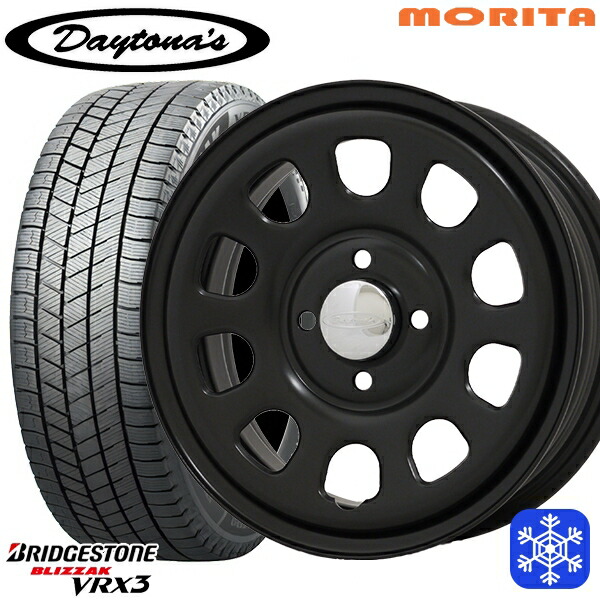 155/70R13 クリッパーリオ スクラムワゴン 2024～2025年製 ブリヂストン ブリザック VRX3 MRT DAYTONA'S G2 デイトナズ マットブラック 13インチ 4.5J 4H100+40 新品 スタッドレス1台分4本セット