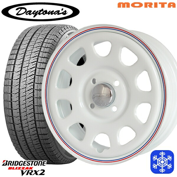 165/55R15 N-BOX タント 2023~2024年製 ブリヂストン ブリザック VRX2 MRT DAYTONA'S G2 デイトナズ ホワイト 15インチ 5.0J 4H100+45 スタッドレスタイヤホイール4本セット|トレッド新横浜師岡店