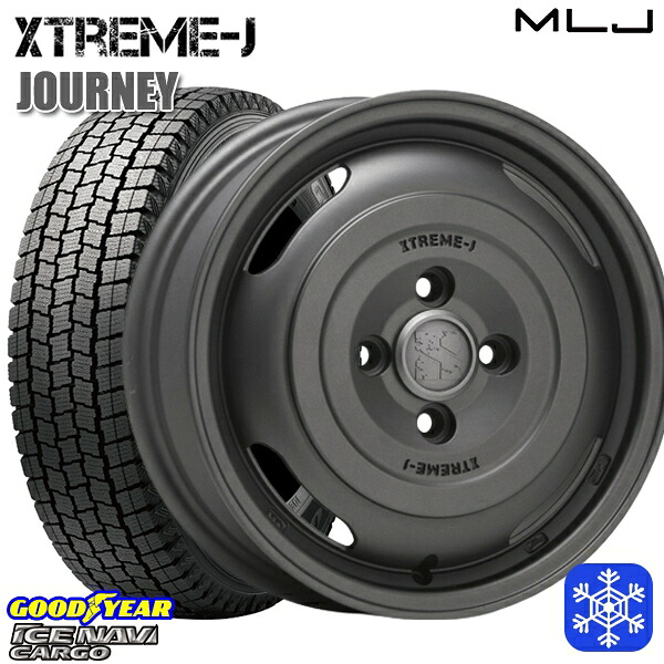 145/80R12 80/78N 2024~2025年製 グッドイヤー アイスナビカーゴ MLJ エクストリームJ ジャーニー ガンブラック 12インチ 3.5J 4H100 スタッドレスタイヤホイール4本セット|トレッド新横浜師岡店