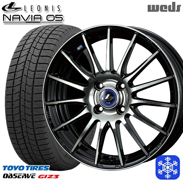 205/50R17 日産オーラ 2024～2025年製 トーヨー オブザーブ ギズ3 Wedd ウェッズ レオニス ナヴィア05 BPB 17インチ 6.5J 4H100 新品 スタッドレス1台分4本セット