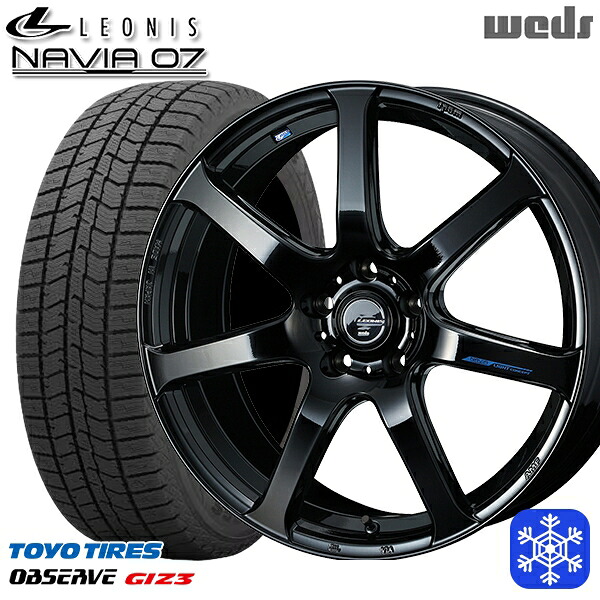 215/55R17 カムリ ヴェゼル 2024～2025年製 トーヨー オブザーブ ギズ3 Weds ウェッズ レオニス ナヴィア07 PBK 17インチ 7.0J 5H114.3 新品 スタッドレス1台分4本セット