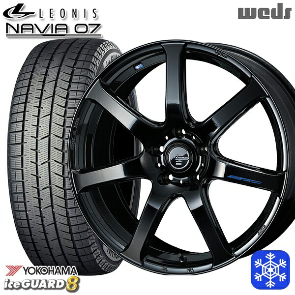 195/60R17 60系プリウス 2025年製 ヨコハマ アイスガード8 IG80 Weds ウェッズ レオニス ナヴィア07 PBK 17インチ 7.0J 5H114.3 新品 スタッドレス1台分4本セット