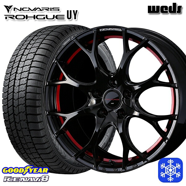 225/55R18 デリカD5 エクストレイル 2024～2025年製 グッドイヤー アイスナビ8 NAVI8 Weds ウェッズ ノヴァリス ローグ UY 18インチ 8.0J 5H114.3 新品 スタッドレス1台分4本セット
