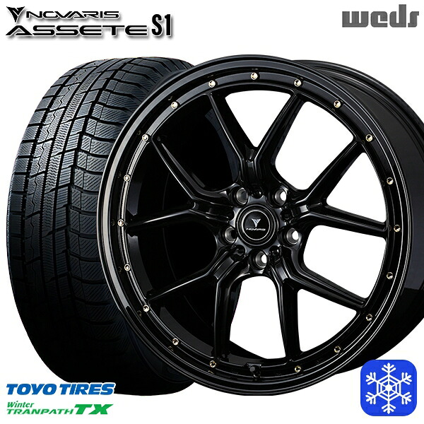 235/50R18 アルファード ヴァルファイア 2023~2024年製 トーヨー ウィンタートランパス TX Weds ウェッズ ノヴァリス アセットS1 BK/ゴールドピアス 18インチ 8.0J 5H114.3 スタッドレスタイヤホイール4本セット|トレッド新横浜師岡店