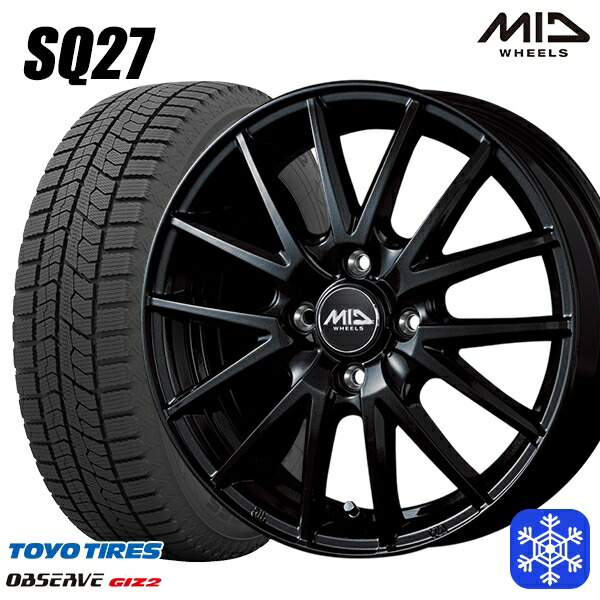 155/65R14 75Q 2023～2024年製 トーヨー オブザーブ ギズ2 MID SQ27 ブラック 14インチ 4.5J 4H100 新品 スタッドレス1台分4本セット