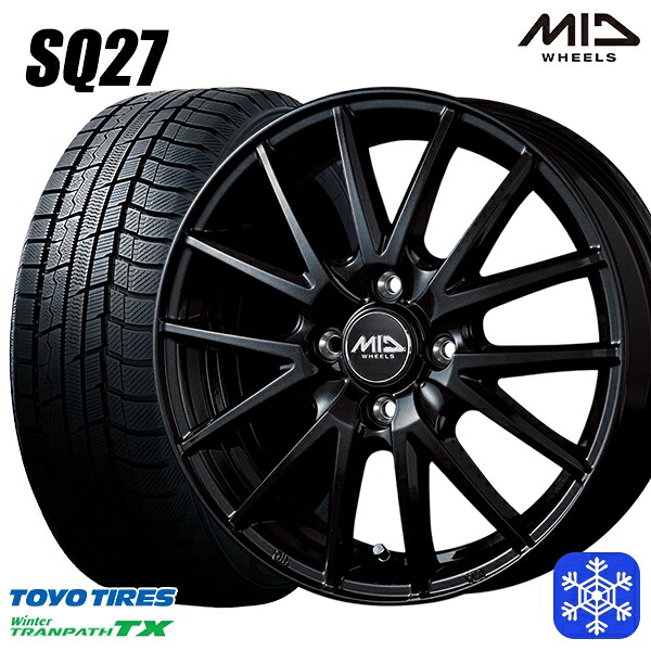 185/65R15 アクア ノート フィット 2024~2025年製 トーヨー ウィンター トランパス TX MID SQ27 ブラック 15インチ 5.5J 4H100 スタッドレスタイヤホイール4本セット|トレッド新横浜師岡店