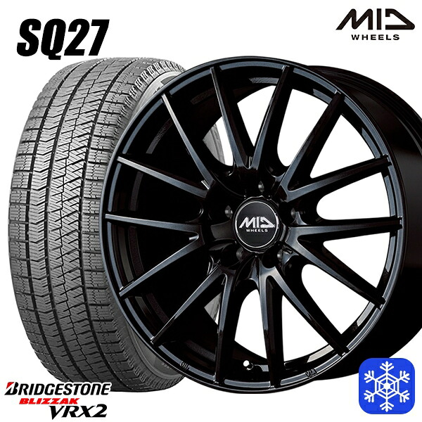 235/50R18 アルファード ヴァルファイア 2023～2024年製 ブリヂストン ブリザック VRX2 MID SQ27 ブラック 18インチ 8.0J 5H114.3 スタッドレスタイヤホイール4本セット｜トレッド新横浜師岡店
