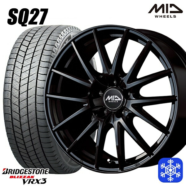 225/65R17 ハリアー RAV4 2024~2025年製 ブリヂストン ブリザック VRX3 MID SQ27 ブラック 17インチ 7.0J 5H114.3 スタッドレスタイヤホイール4本セット|トレッド新横浜師岡店