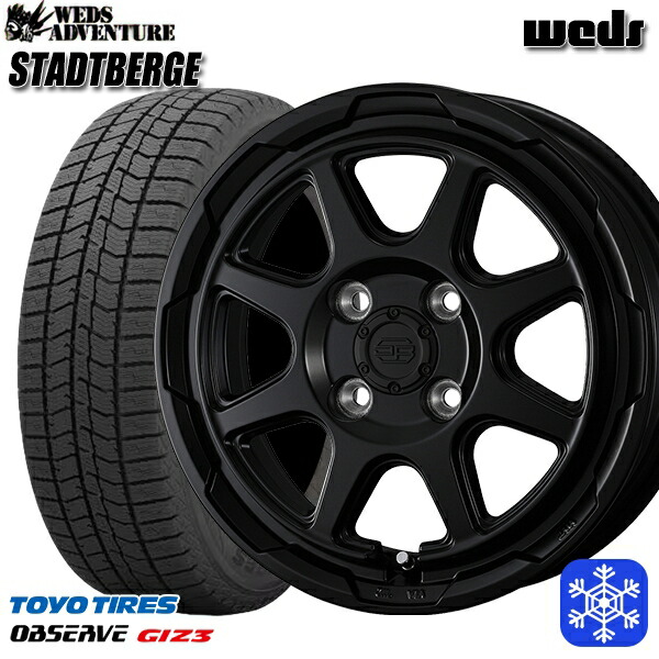 165/60R15 ハスラー ソリオ 2024～2025年製 トーヨー オブザーブ ギズ3 Weds ウェッズ スタッドベルグ MB 15インチ 4.5J 4H100 新品 スタッドレス1台分4本セット