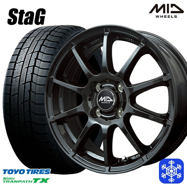 165/65R14 ハスラー ソリオ 2023～2024年製 トーヨー ウィンター トランパス TX MID シュナイダースタッグ ストロングガンメタ 14インチ 4.5J 4H100 新品 スタッドレス1台分4本セット
