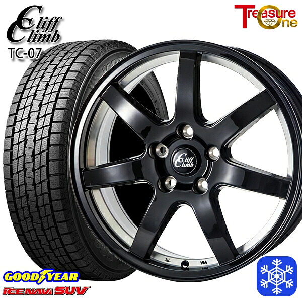 225/60R17 インプレッサ フォレスター 2021~2022年製 グッドイヤー アイスナビSUV トレジャーワン クリフクライム TC07 BK 17インチ 7.0J 5H100 スタッドレスタイヤホイール4本セット|トレッド新横浜師岡店