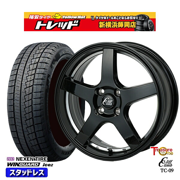165/55R14 モコ ルークス 2025年製 ネクセン ウィンガードアイス2 トレジャーワン クリフクライム TC09 BK 14インチ 4.5J 4H100 スタッドレスタイヤホイール4本セット｜トレッド新横浜師岡店