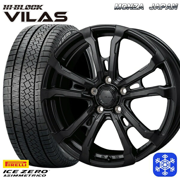225/45R18 クラウン レヴォーグ 2025～2026年製 ピレリ アイスゼロアシンメトリコ MONZA ハイブロック ヴィラス サテンブラック 18インチ 7.5J 5H114.3 スタッドレスタイヤホイール4本セット｜トレッド新横浜師岡店