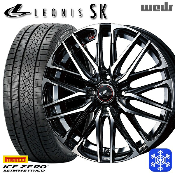 185/65R15 アクア ノート フィット 2022～2023年製 ピレリ アイスゼロアシンメトリコ Weds ウェッズ レオニス SK PBMC 15インチ 5.5J 4H100 新品 スタッドレス1台分4本セット