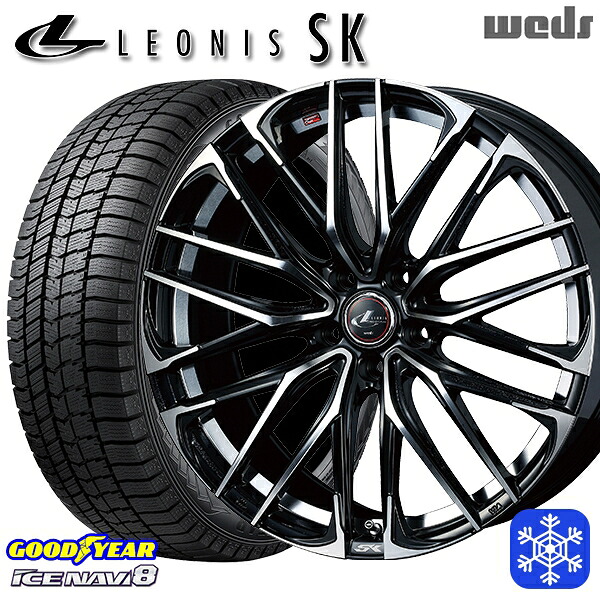 195/60R16 セレナ ステップワゴン 数量限定 2021年製 グッドイヤー アイスナビ8 NAVI8 Weds ウェッズ レオニス SK PBMC 16インチ 6.5J 5H114.3 新品 スタッドレス1台分4本セット