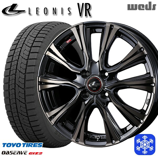 165/60R15 ハスラー ソリオ 2025年製 トーヨー オブザーブ ギズ2 Weds ウェッズ レオニス VR PBMC/TI 15インチ 4.5J 4H100 新品 スタッドレス1台分4本セット