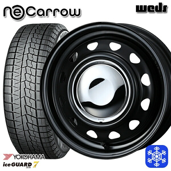 165/55R14 モコ ルークス 数量限定 2022年製 ヨコハマ アイスガード7 IG70 Weds ウェッズ ネオキャロ セミマットブラック/クロームキャップ 14インチ 4.5J 4H100 新品 スタッドレス1台分4本セット