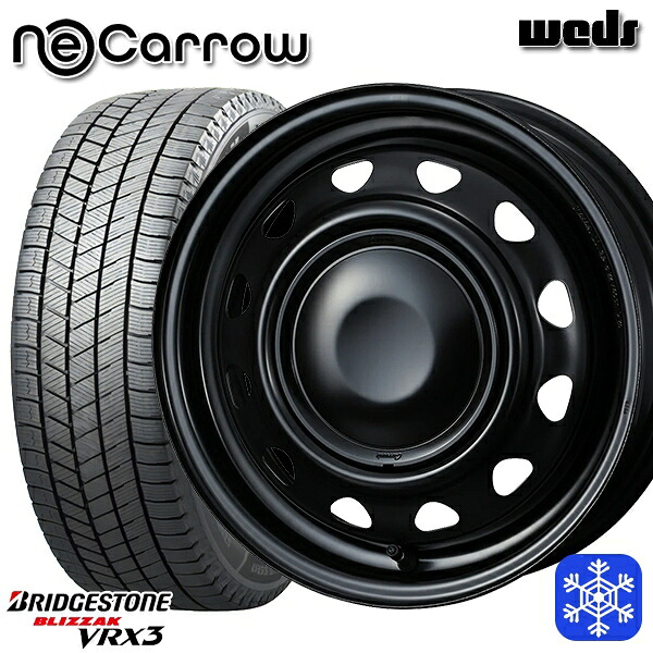 155/65R14 N-BOX タント 2025年製 ブリヂストン ブリザック VRX3 Weds ウェッズ ネオキャロ セミマットブラック/ブラックキャップ 14インチ 4.5J 4H100 スタッドレスタイヤホイール4本セット｜トレッド新横浜師岡店