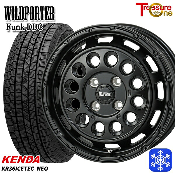 165/55R14 モコ ルークス 2025年製 ケンダ アイステックネオ KR36 トレジャーワン ワイルドポーターファンク DDC MBK 14インチ 4.5J 4H100 スタッドレスタイヤホイール4本セット｜トレッド新横浜師岡店
