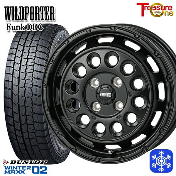 165/65R15 タフト ソリオ 2024~2025年製 ダンロップ ウィンターマックス WM02 トレジャーワン ワイルドポーターファンク DDC MBK 15インチ 5.0J 4H100 スタッドレスタイヤホイール4本セット|トレッド新横浜師岡店