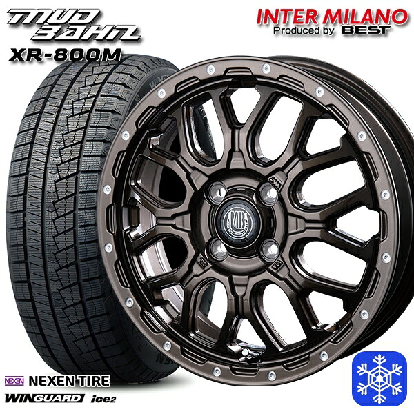 165/55R14 モコ ルークス 2025年製 ネクセン ウィンガードアイス2 インターミラノ マッドバーン XR-800M GBR/PP 14インチ 4.5J 4H100 スタッドレスタイヤホイール4本セット｜トレッド新横浜師岡店
