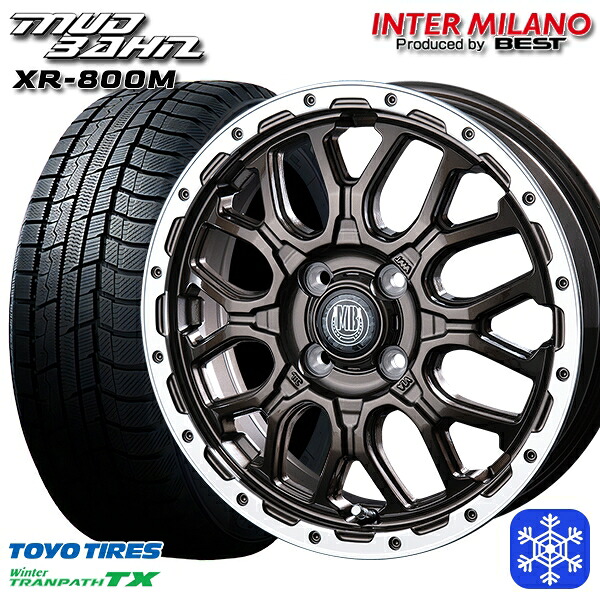 165/65R14 ハスラー ソリオ 2024~2025年製 トーヨー ウィンター トランパス TX インターミラノ マッドバーン XR-800M GBR/RP 14インチ 4.5J 4H100 スタッドレスタイヤホイール4本セット|トレッド新横浜師岡店