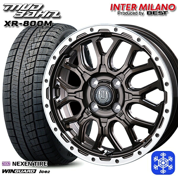 165/55R14 モコ ルークス 2025年製 ネクセン ウィンガードアイス2 インターミラノ マッドバーン XR-800M GBR/RP 14インチ 4.5J 4H100 スタッドレスタイヤホイール4本セット|トレッド新横浜師岡店