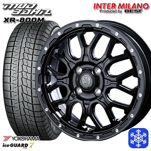 165/55R14 モコ ルークス 数量限定 2022年製 ヨコハマ アイスガード7 IG70 インターミラノ マッドバーン XR-800M MBK/PP 14インチ 4.5J 4H100 スタッドレスタイヤホイール4本セット|トレッド新横浜師岡店