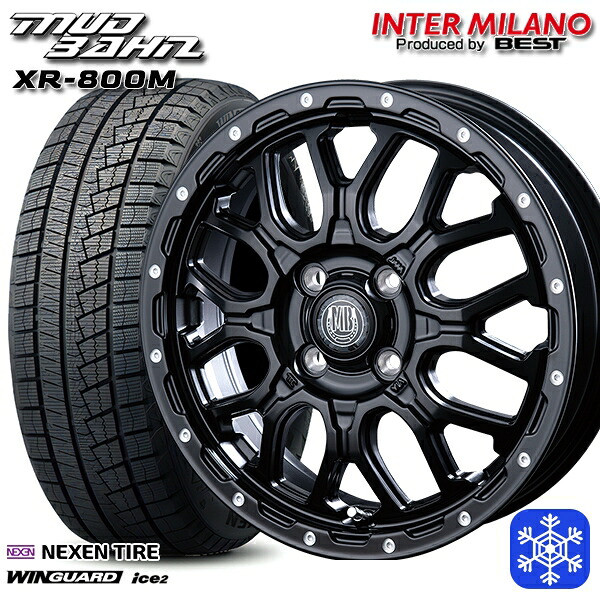 165/55R14 モコ ルークス 2025年製 ネクセン ウィンガードアイス2 インターミラノ マッドバーン XR-800M MBK/PP 14インチ 4.5J 4H100 スタッドレスタイヤホイール4本セット|トレッド新横浜師岡店